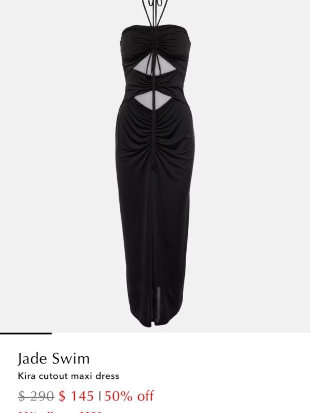 Jade Swim - Kira Cutout Maxi Dress, “Midnight” (Black), Size Medium NWT